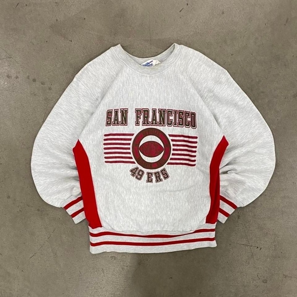 Vintage 80s San Francisco 49ers NFL Chalk Line Crewneck Sweatshirt Size M